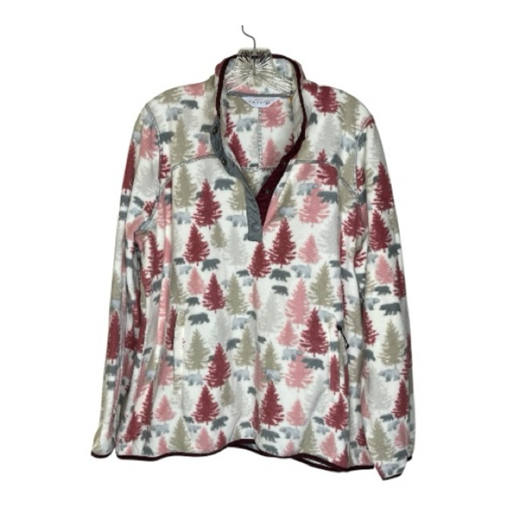 Orvis Pink and Gray Tree Fleece Pullover